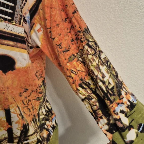 French Postcatds Scenic Novelty Print Long Sleeve Top Soft Womens Size L - Picture 8 of 12